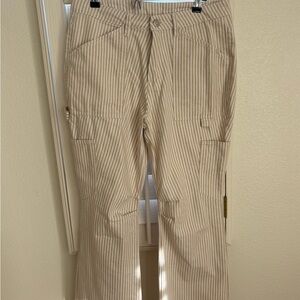Striped Tan Women Cargo pants